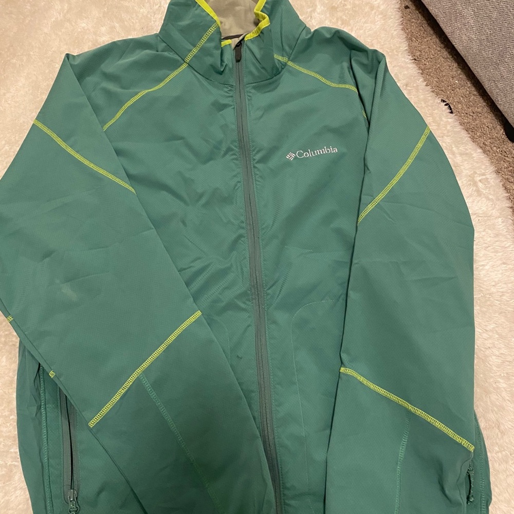 Columbia Green Zip Up Windbreaker Jacket